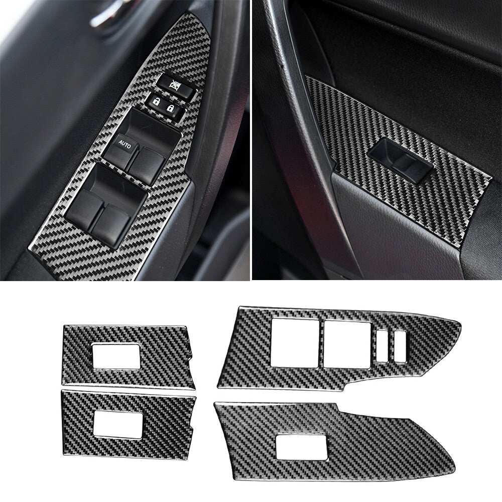 4¡ÁCarbon Fiber Window Lift Switch Button Panel Trim For T@yota for Corolla 2014-2018