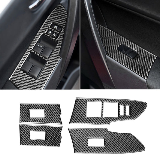 4¡ÁCarbon Fiber Window Lift Switch Button Panel Trim For T@yota for Corolla 2014-2018