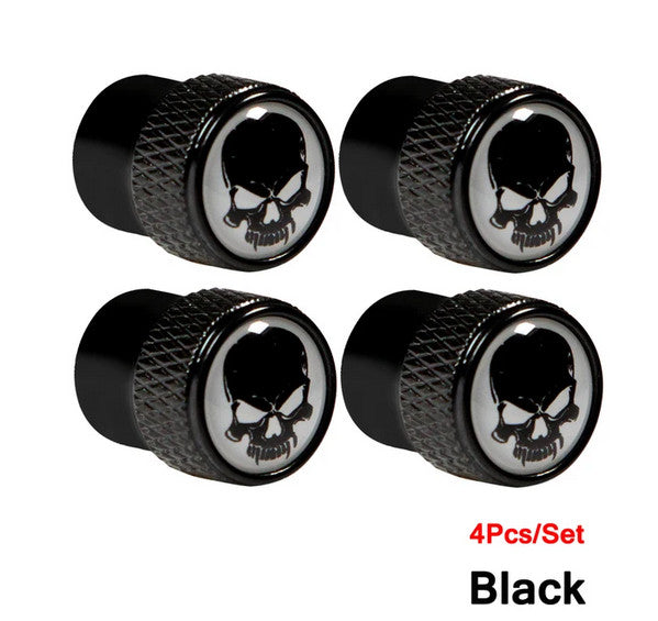 Car tire valve cover rod air dust cover dustproof white black crown suitable  for ford  4-piece set