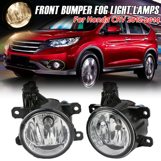2-piece front bumper fog light clear strip with bulbs for Honda CRV 2012-2014 L+R