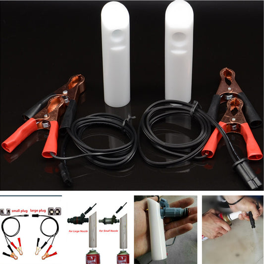 Car Vehicle Tool Fuel Injector Flush Nozzle Cleaner Battery Clip Adapter Kit Set