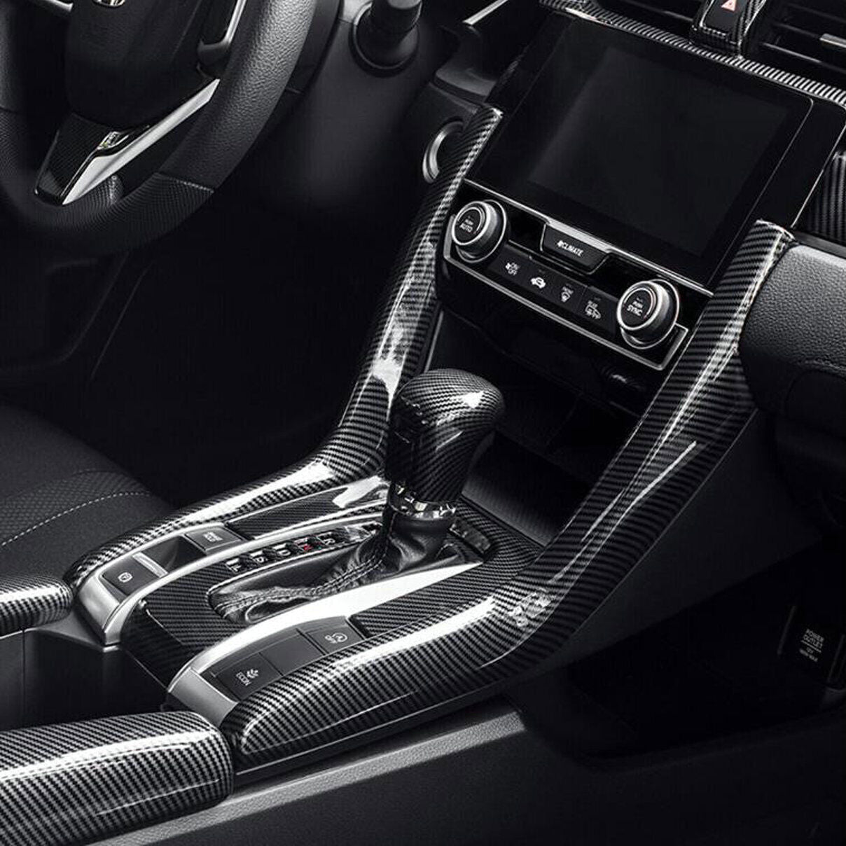 8P Carbon Fiber Center Console Shift Panel Cover Trim For 2016-2021 for Honda for Civic