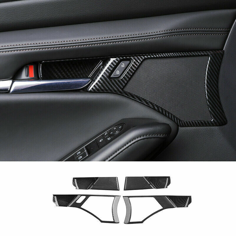 4X for Mazda 3 Axela 19-2023 ABS Carbon Fiber Inner Door Handle Bowl Cover Trim