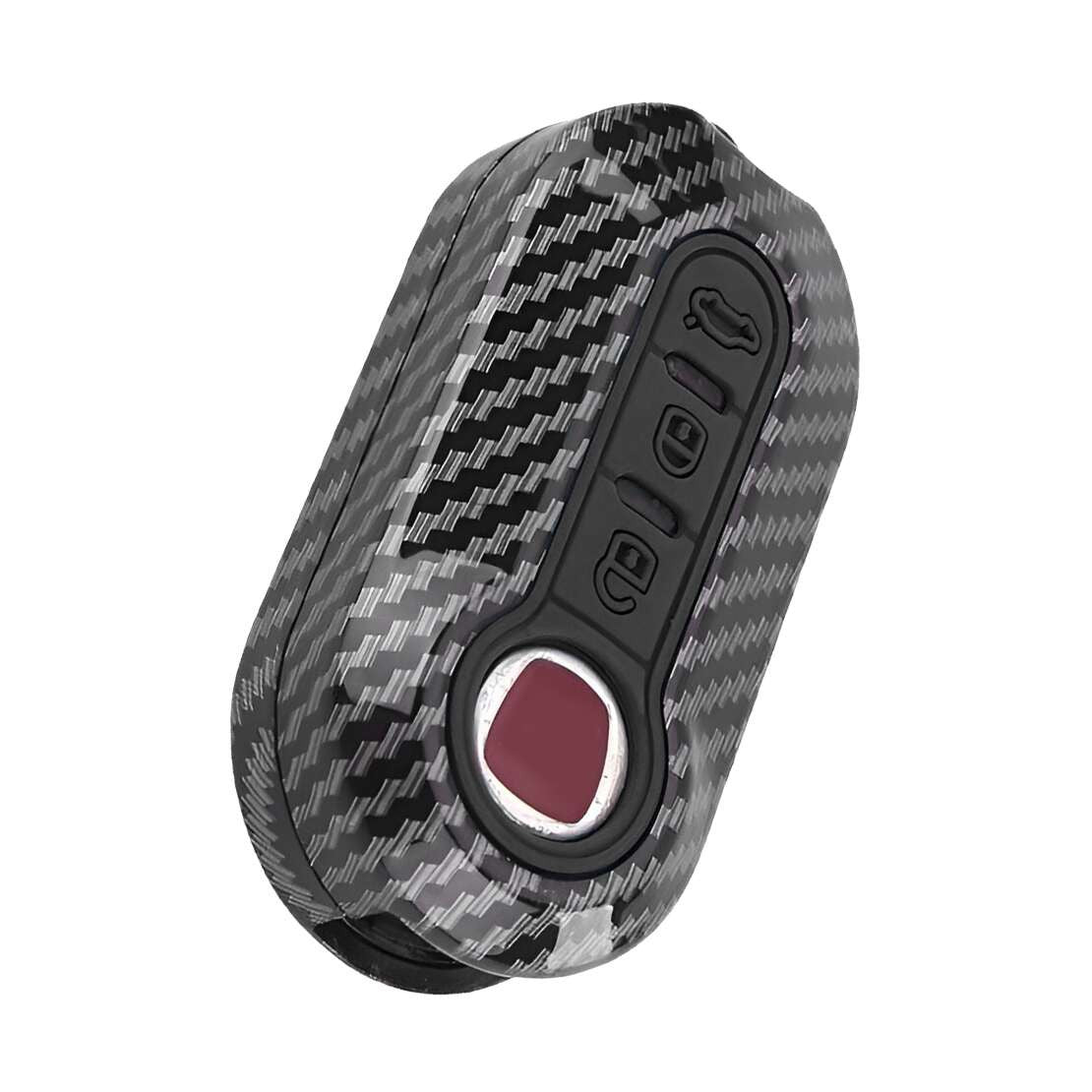 Carbon Fiber Style 3 Button Remote Key Cover Case Fit for Fiat 500