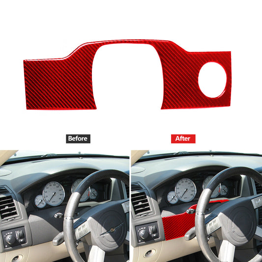 Red Carbon Fiber Steering Wheel Accent Cover Trim Fit for Chrysler 300 2005-2007