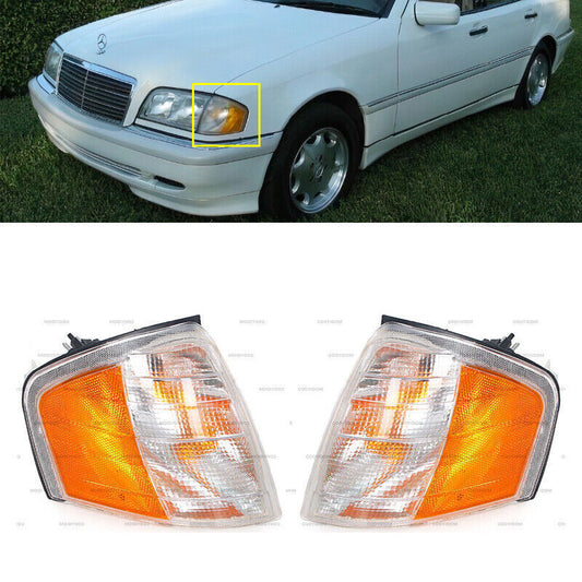 for Mercedes-Benz C Class C220 1994-2000 Pair Front Corner Lamp Turn Signal Lamp