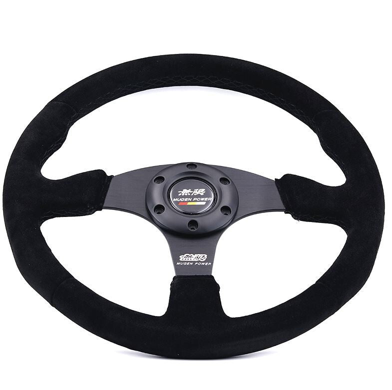 Car sports steering wheel horn button Mugen black suede 14-inch for Honda for Acura