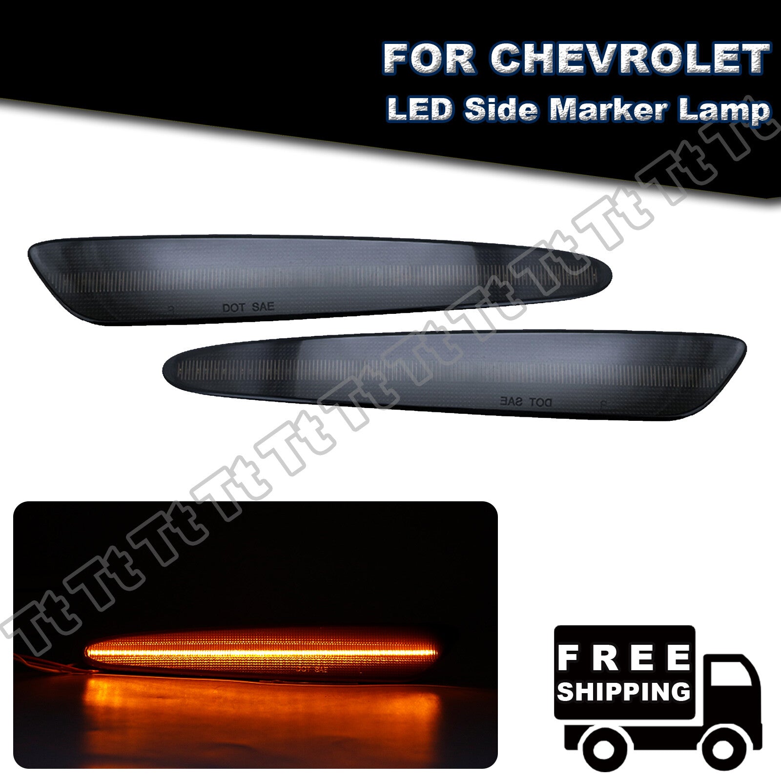 Smoked front amber LED side marker lights for 2005-2013 for Chevrolet for Corvette C6