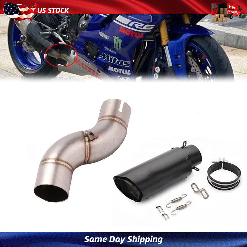 for Yamaha YZF R6 06-19 Exhaust 51mm Middle Link Pipe Adapter Connect Central