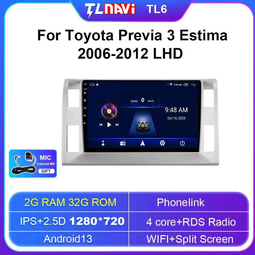 Car Radio Video Player GPS for Toyota Previa 3 Estima 2006 - 2012 Carplay BT DSP