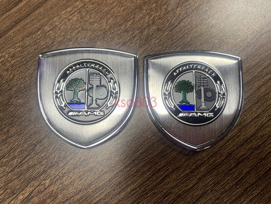 2 silver AFFALTERBACH Club 3D logos for Mercedes-Benz car body badges/badges.
