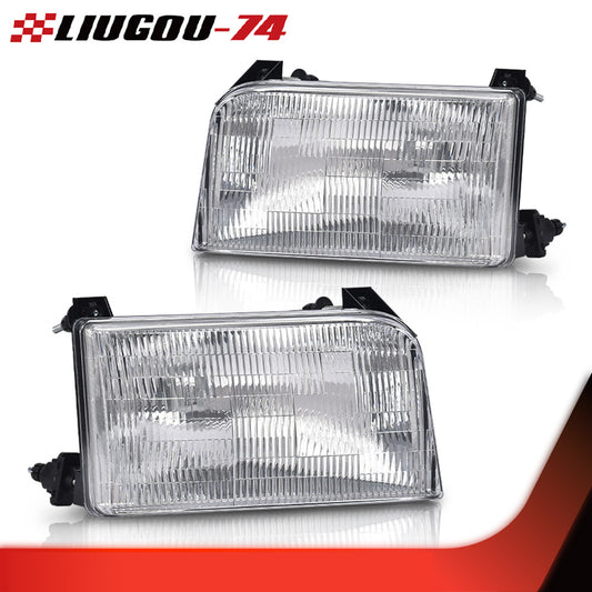 A pair of clear halogen headlights on either side, suitable for 1992-1996 for Ford F-150s.