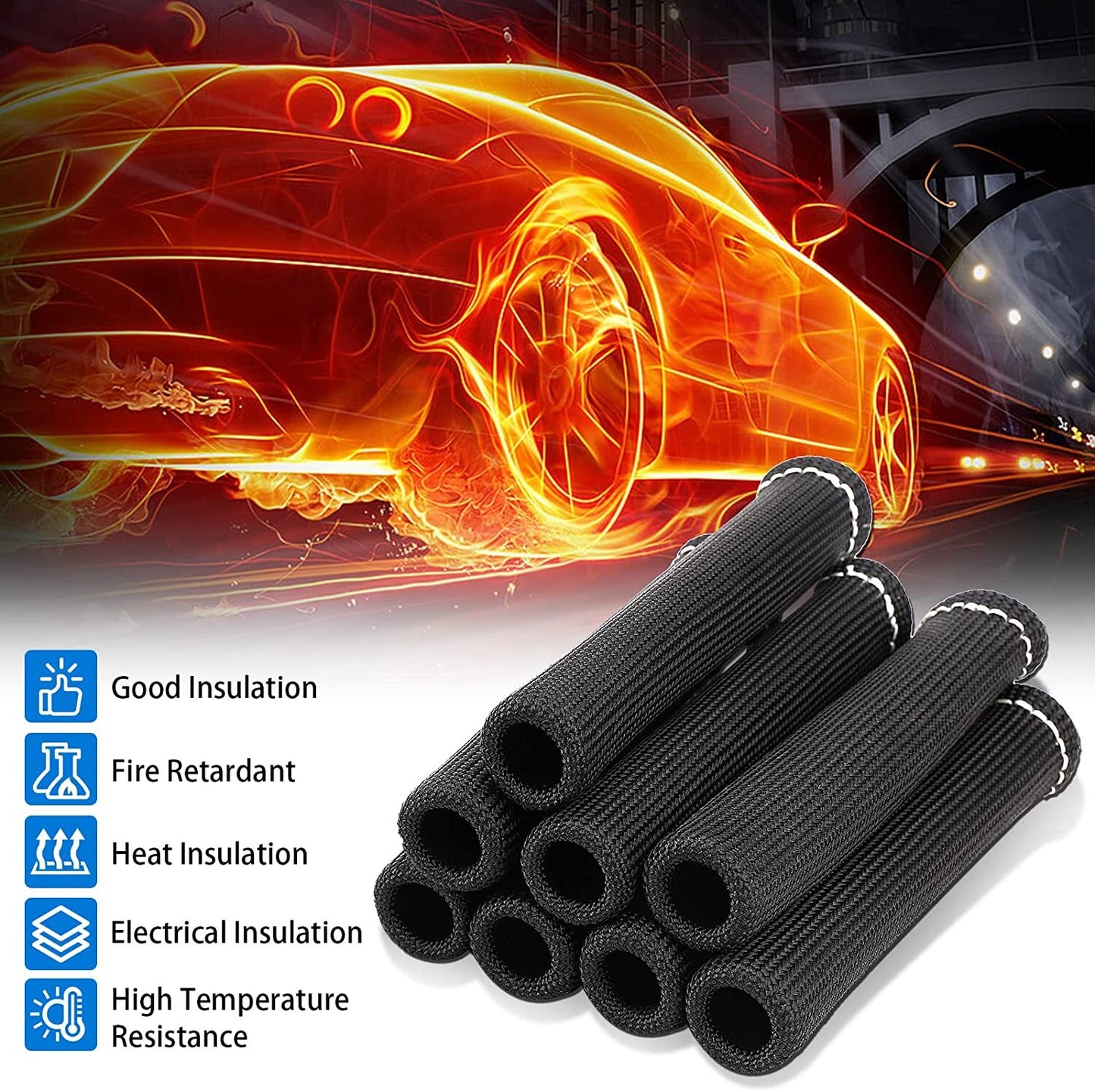8-Pack 2500¡ã SPARK PLUG Line Boot Heat Shield Protective Cover for SBC BBC Equipment Manufacturers