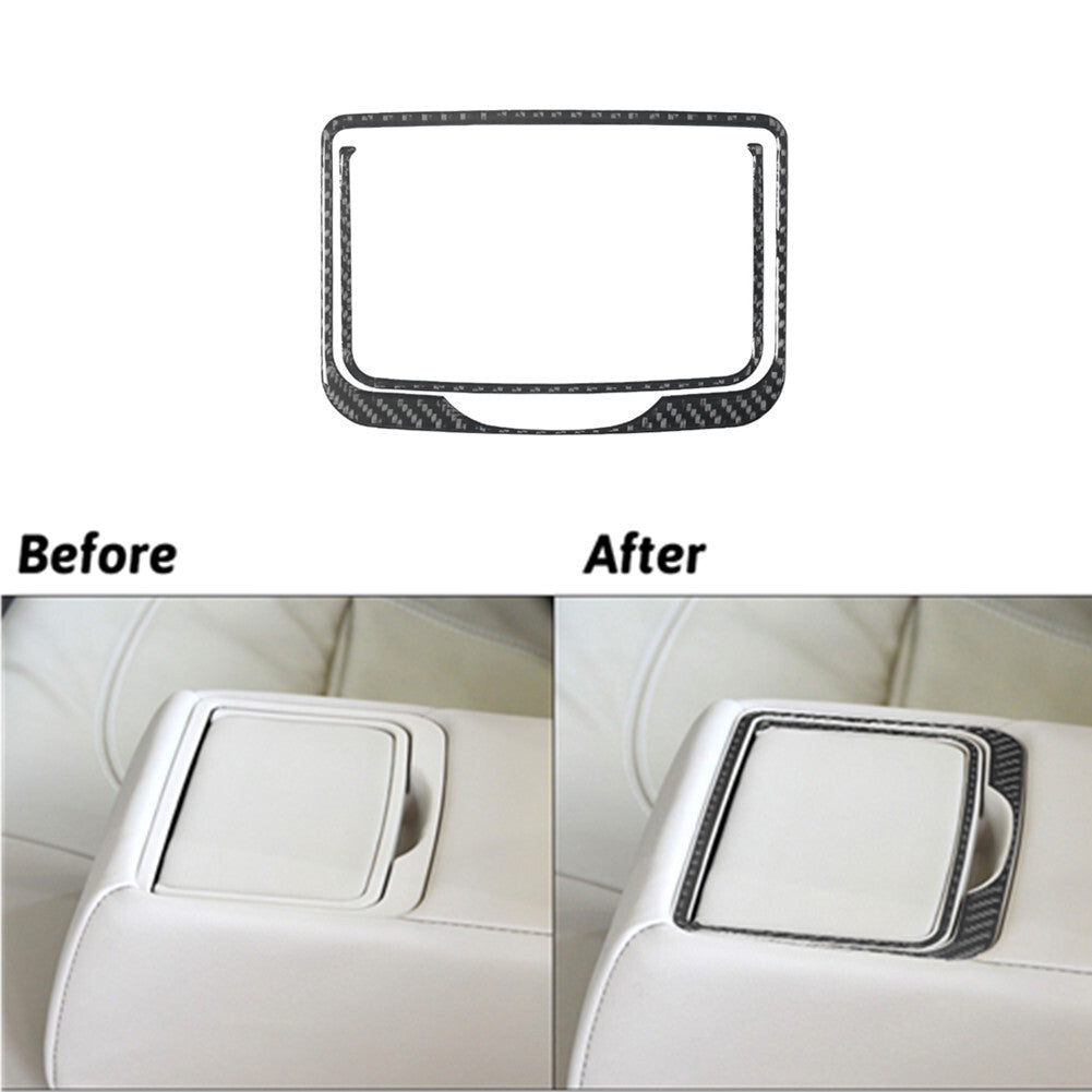 2Pcs Carbon Fiber Interior Rear Center Cupholder Cover Trim for Hyundai Azera