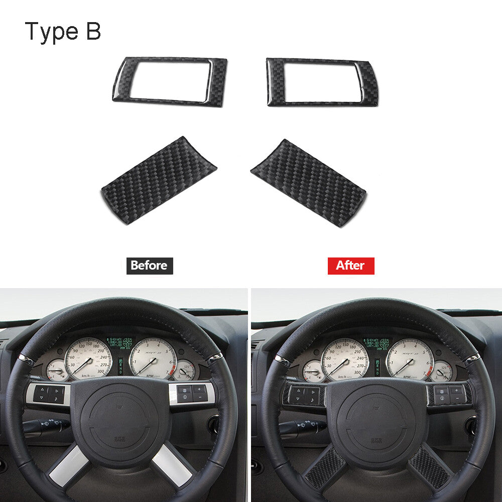 4Pcs Carbon Fiber Steering Wheel Button Cover Trim Type B for Chrysler 300 05-07