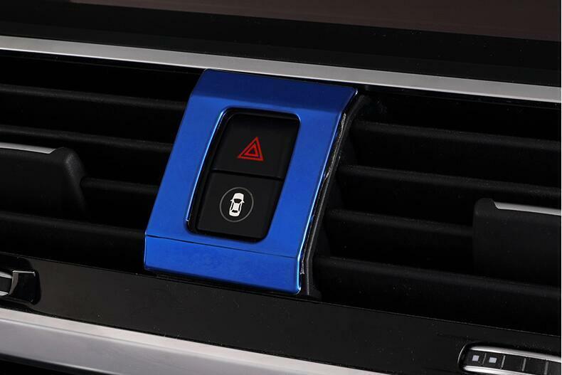 for BMW X3 G01 X4 G02 2018-2021 Blue Steel Emergency Light Switch Cover Decor 1X