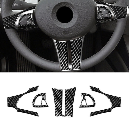 5Pcs Carbon Fiber Steering Wheel Kit Cover Trim Set Fit for BMW Z4 E85 2003-2008