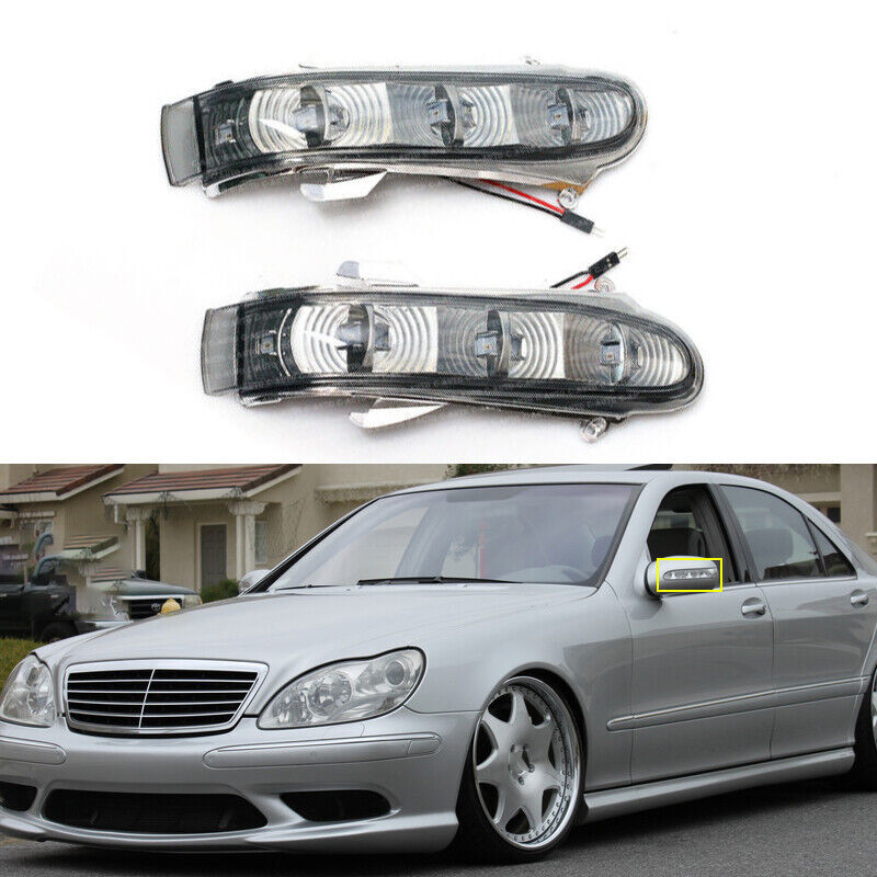 Pair for Mercedes-Benz W220 W215 S/CL Side Mirror Turn Signal Light Smoky len