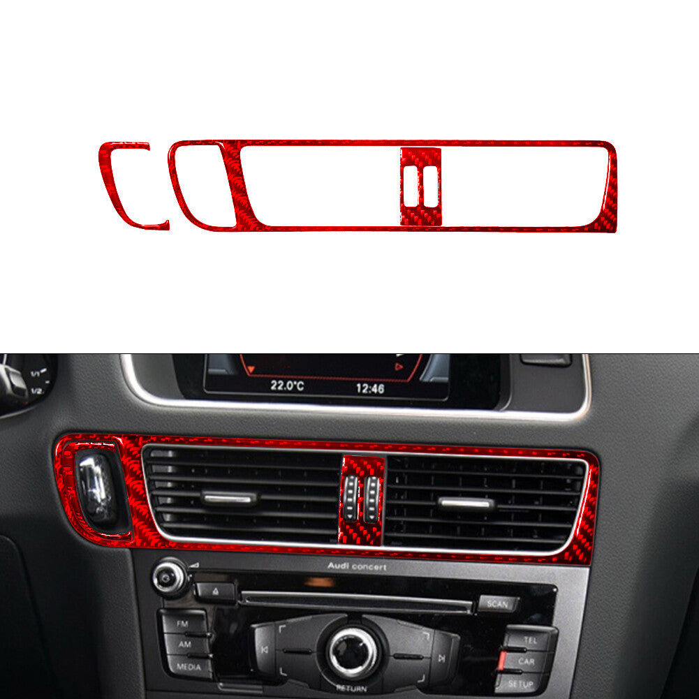 Red 3X Carbon Fiber Air Vent Air Conditioning Trim for Audi Q5 2009-2017