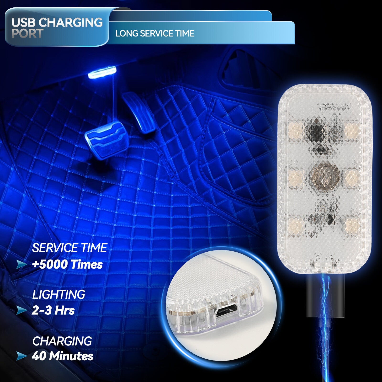 Car LED RGB Interior Lighting, Vehicle Ambience Interior Lighting Rechargeable