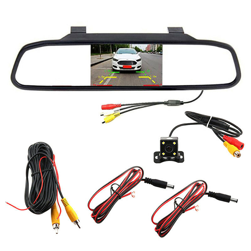 Car 4.3 TFT Mirror Video Parking Monitor Reversing CCD Rear View LED Camera Kit
