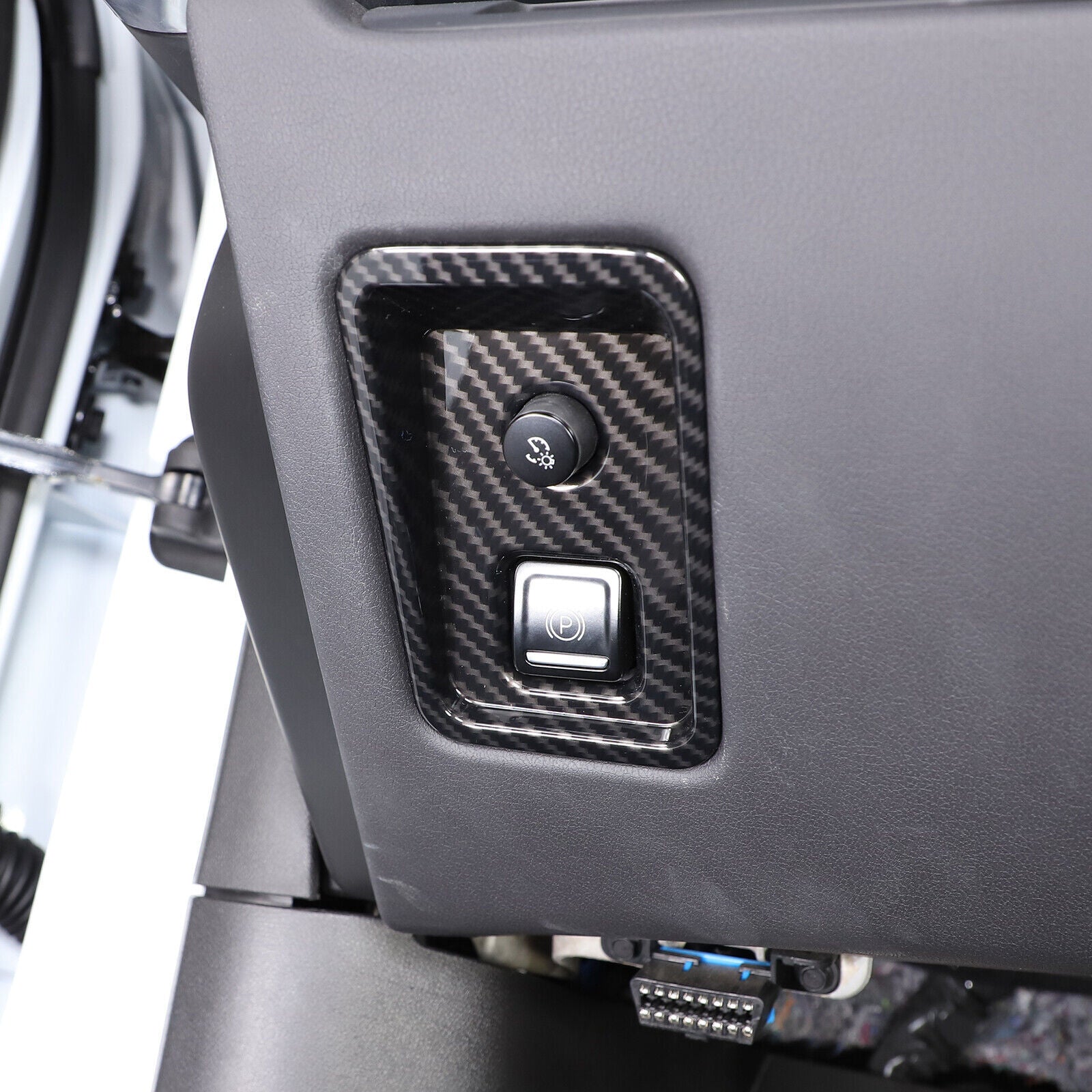 ABS Carbon Fiber Interior E-Parking Button Cover Trim Fits for Corvette C8 2020-23