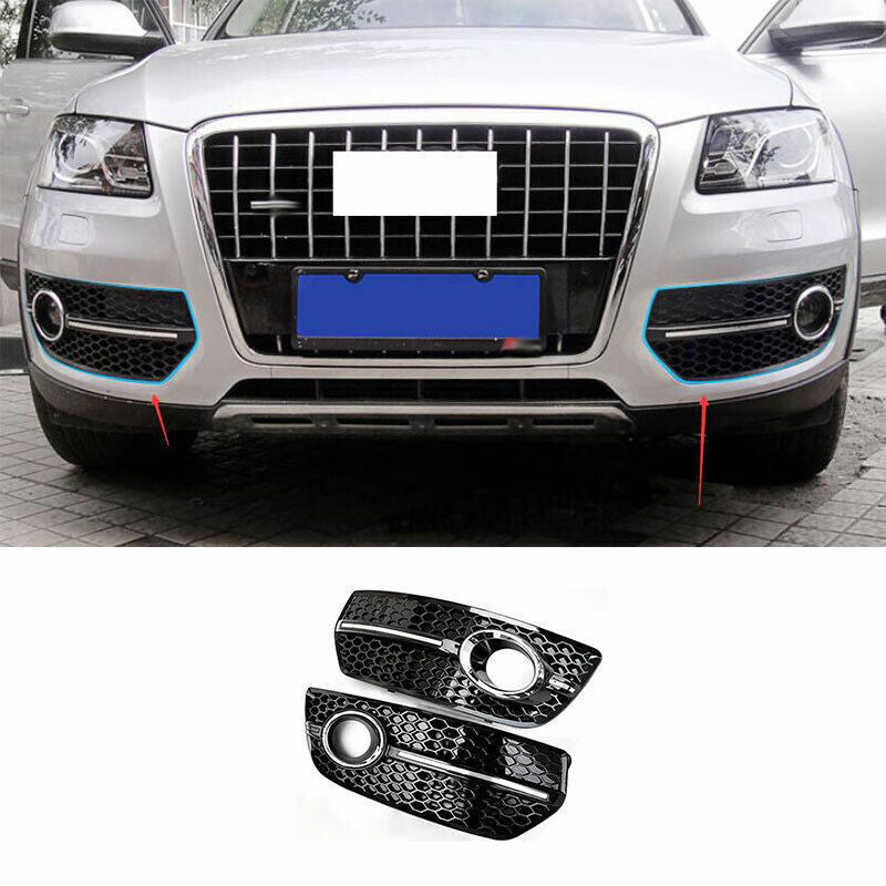 Bright Black Front Bumper Fog Light Lamp Cover Replacement for Audi Q5 2009-2012