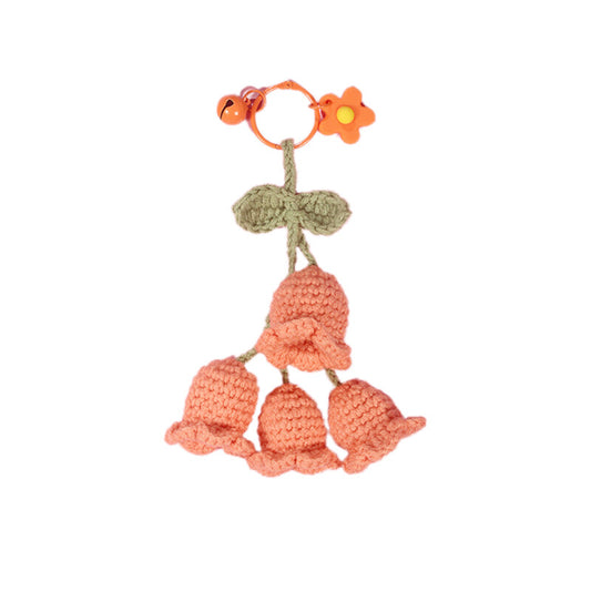 1Pc Hand-woven Bellflower Pendant for Rearview Mirror Hanging Accessory Orange