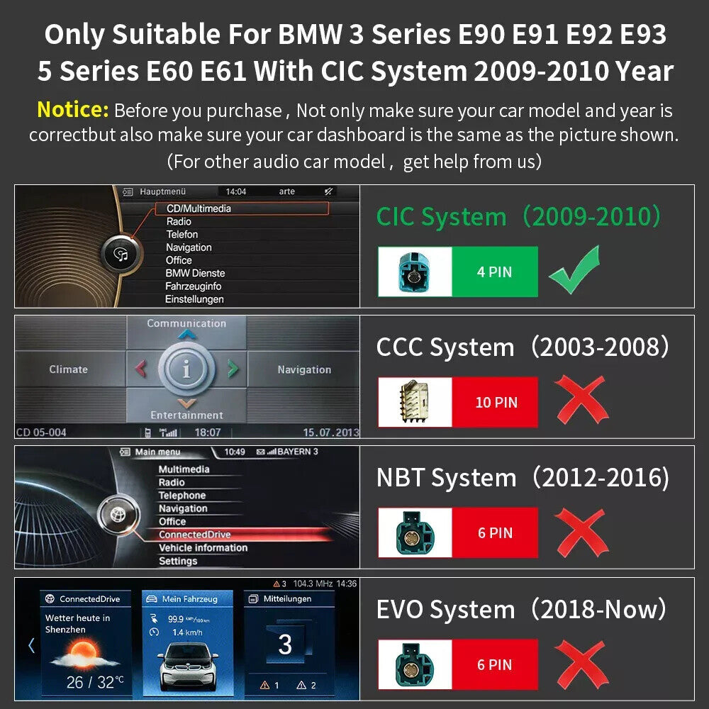 8.8 Wireless CarPlay Android Auto Car Multimedia Fits for BMW E92 E93 E60 E61