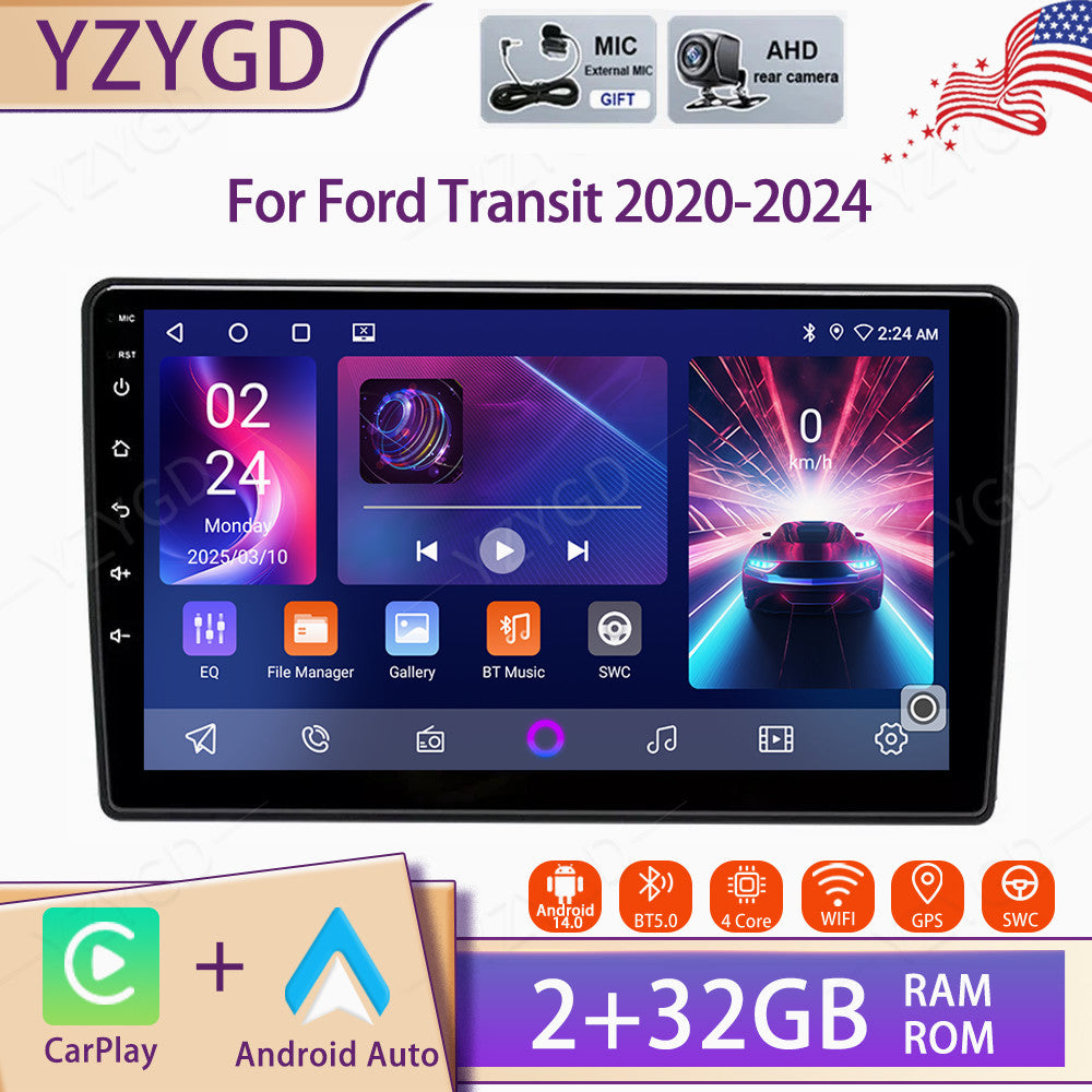 for Ford Transit 2020-2024 Apple Carplay Android Car Stereo Radio Screen SWC GPS