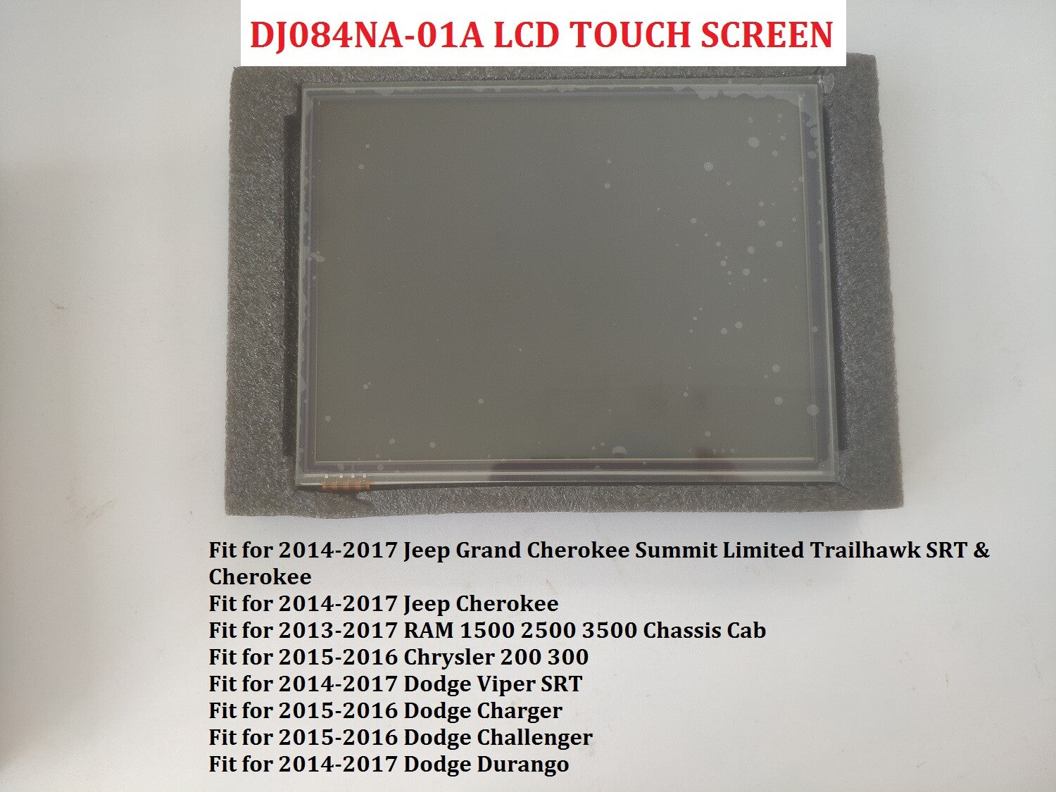 Replacement for 14-17: 8.4-inch Uconnect 3C VP3 LCD screen, touchscreen, radio, and navigation.