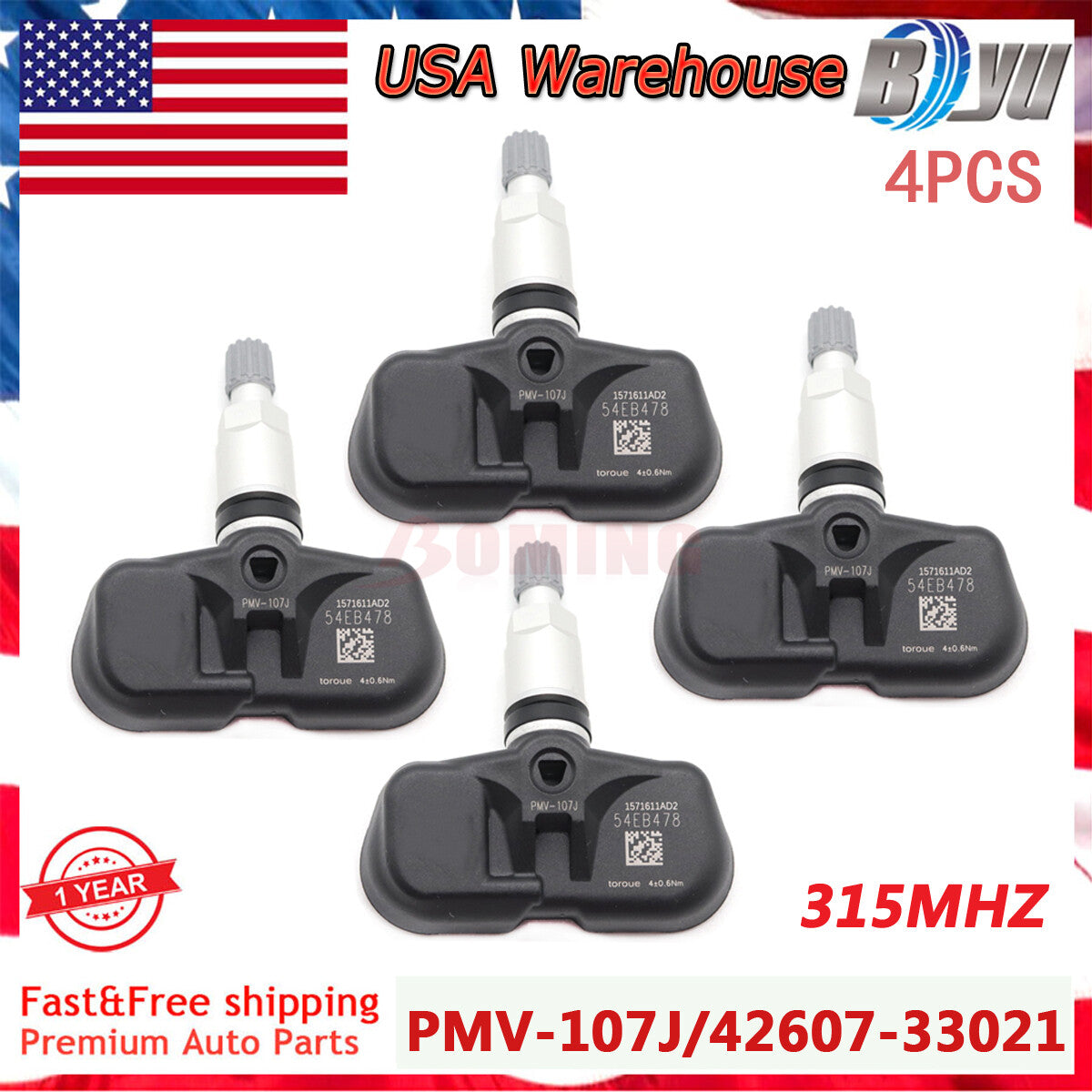 4PCS Tire Pressure Sensor TPMS 42607-33021 for Toyota for Corolla for Lexus PMV-107J New