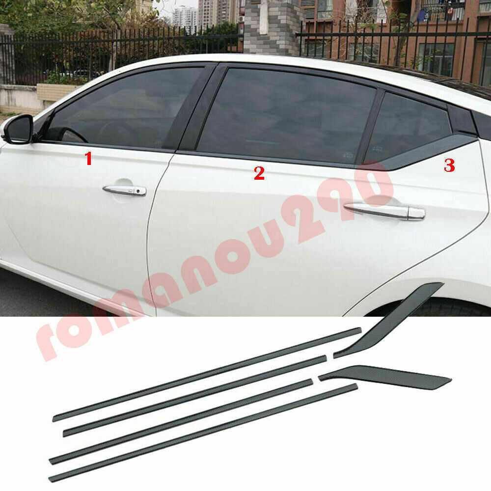 6p for Nissan Altima 2019-2024 Carbon Fiber Steel Window Bottom Strip Cover Trim
