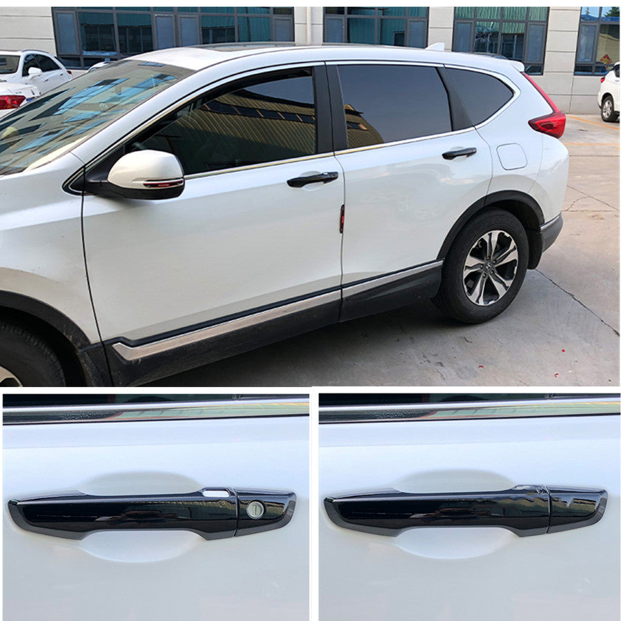 8X Bright Black Exterior Door Handle Bowl Cover Trim for Honda CR-V CRV 2017-22