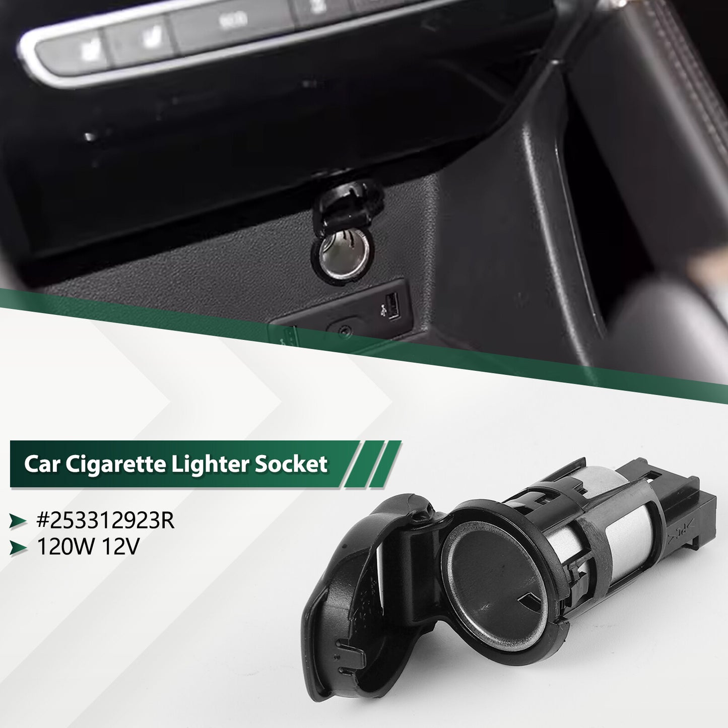 Car Cigarette Lighter Socket Replace 253312923R for Renault Megane for Dacia Koleo