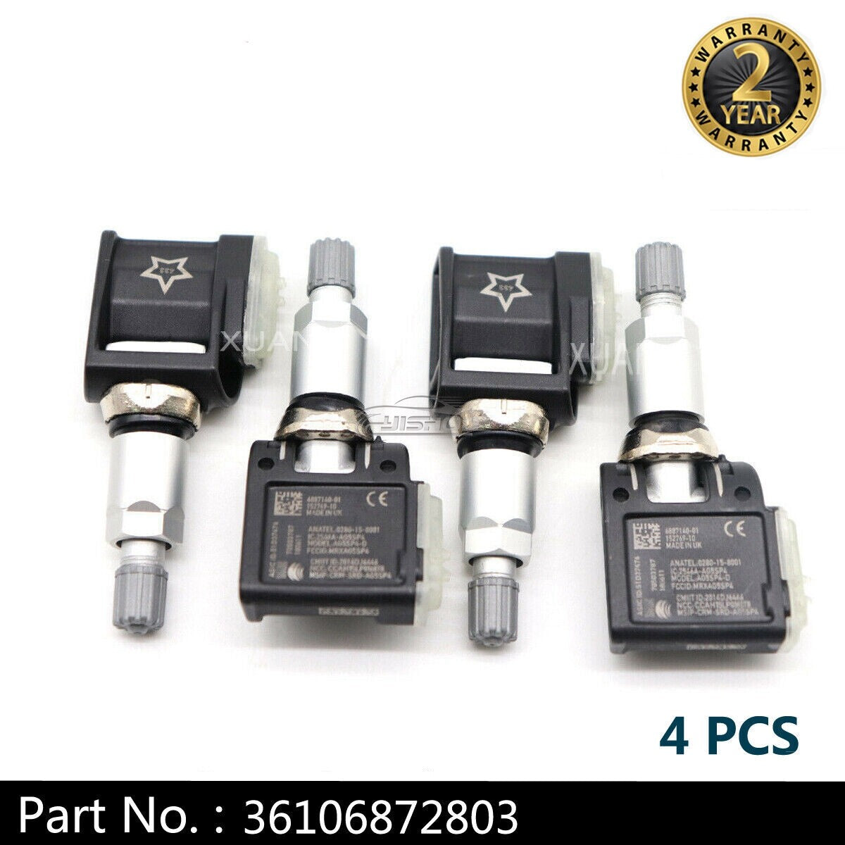4-pack of new TPMS sensors for BMW G30, G31, G38, F90, G32, G11, G12, G01, G02, G05