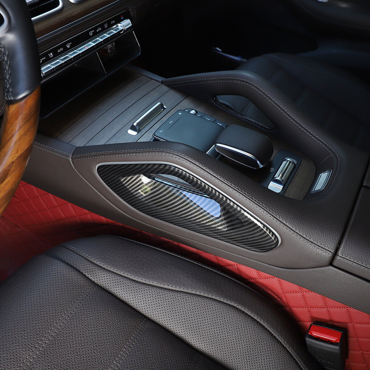 Carbon fiber dashboard GPS navigation screen frame trim for Jaguar XJ 2010-16