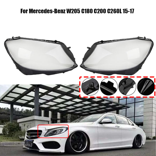 Headlight lens cover compatible with 14-17 inch for Mercedes-Benz W205 C180 C200 C260L