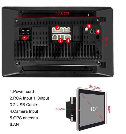 Radio Android 9.1 10.1 Rotatable Car Stereo 2DIN Touch Screen GPS Wifi + Camera