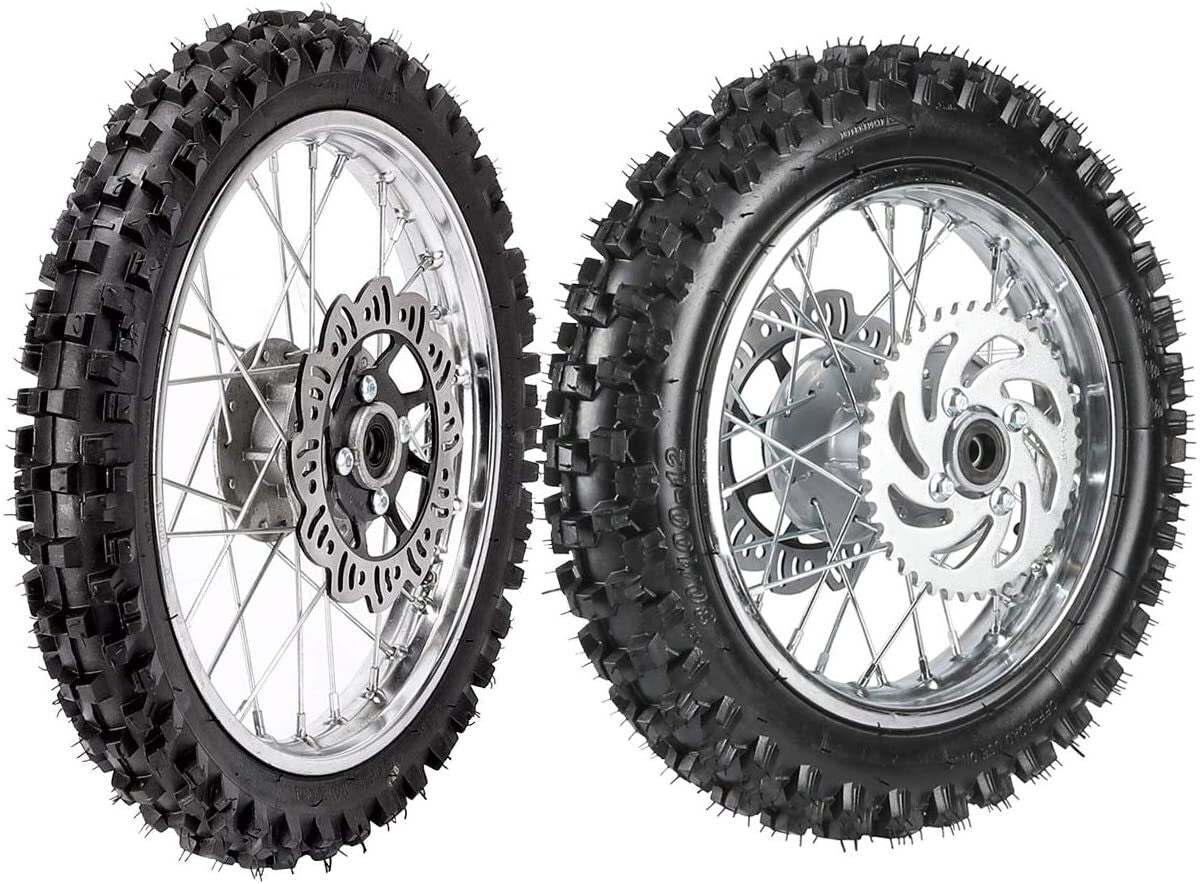 80/100-12 and 60/100-14 front and rear tire rims are suitable for SSR 125cc and 110cc Pit bicycles.