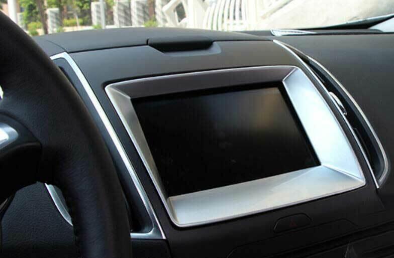 Matte Silver Inner Navigation GPS Screen Cover Trim 1PCS for Ford Edge 2015-2022