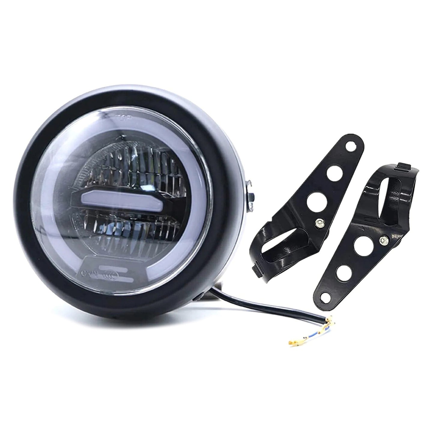 Fits for Honda for Kawasaki for Yamaha Racer Bobber Motorcycle LED Headlight High/Lo DRL