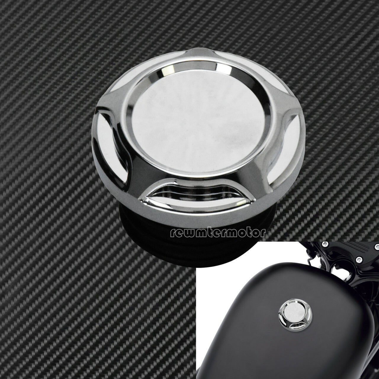 CNC Cut Chrome Gas Cap Fuel Tank Right-hand Thread Fit for Harley Dyna Softail