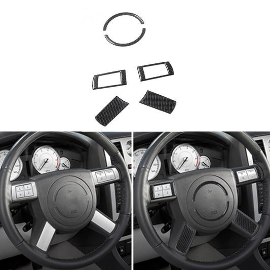 6Pcs Carbon Fiber Steering Wheel Button Cover Trim Type B for Chrysler 300