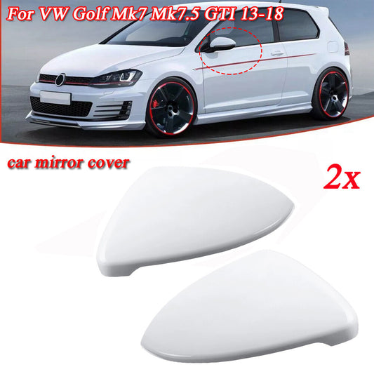 2x Rearview Mirror Cover Cap For 2013-18 for VW for Golf Mk7 Mk7.5 GTI White Left Right