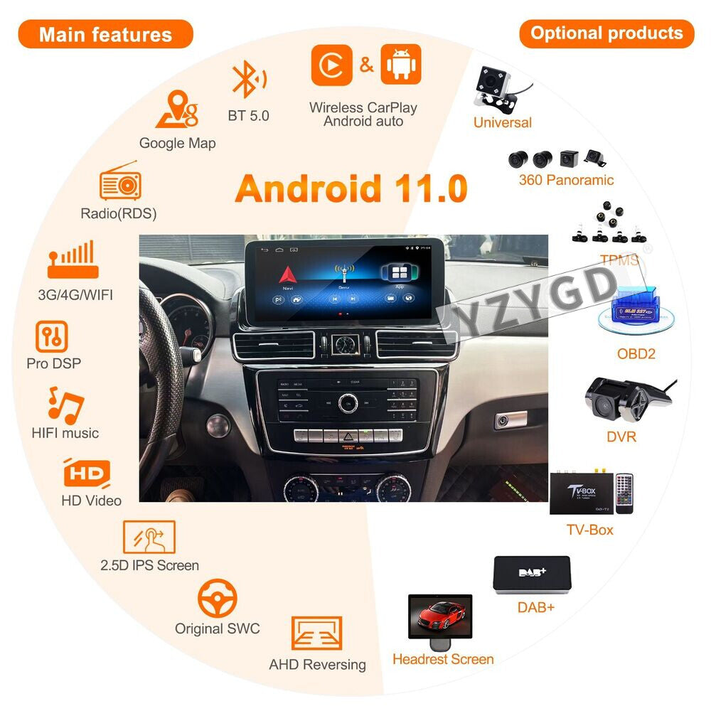 for Mercedes for Benz ML GL GLE GLS 2012-2019 Stereo CarPlay 2Din Car Radio Receiver