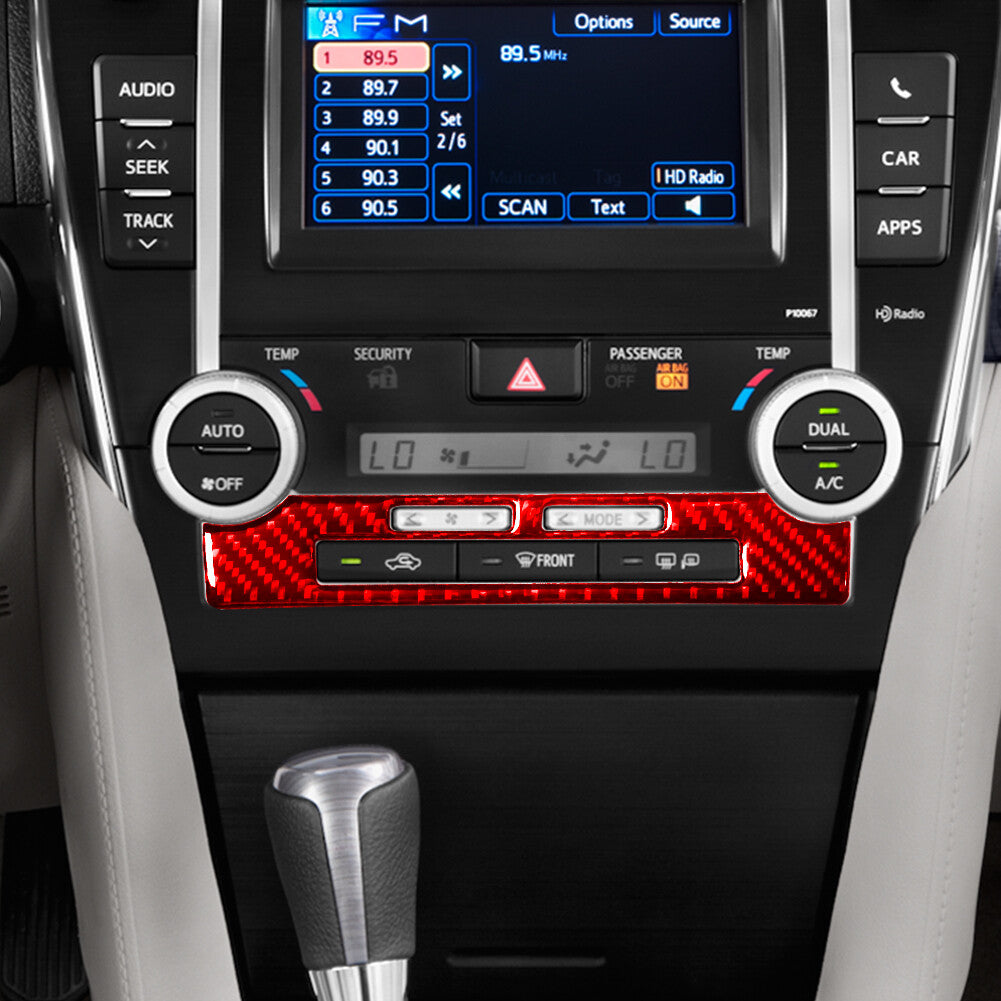 Red Carbon Fiber Console A/C Switch Control Cover Trim for Toyota for Camry Type B