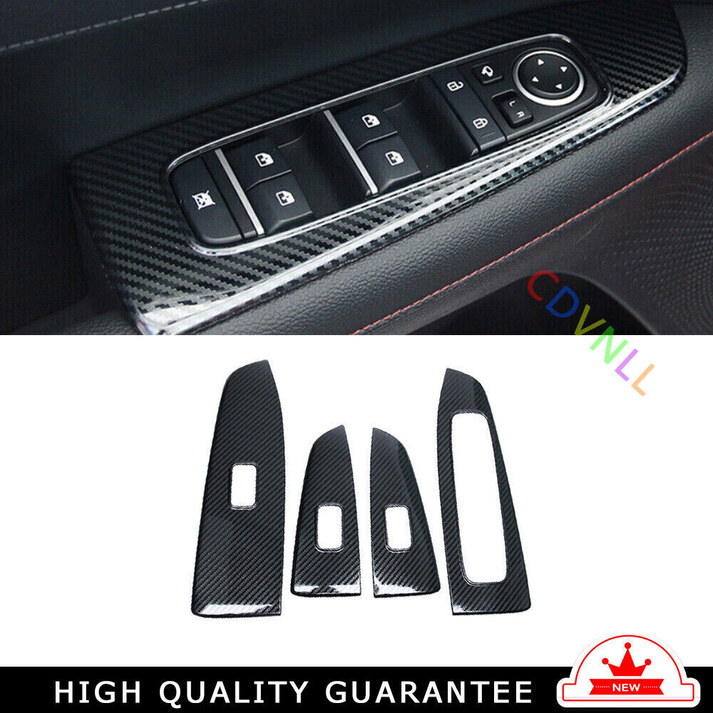 Glass Window Lifting Lock Panel Trim for Kia K3 Forte 2019-22 Steel Carbon Fiber