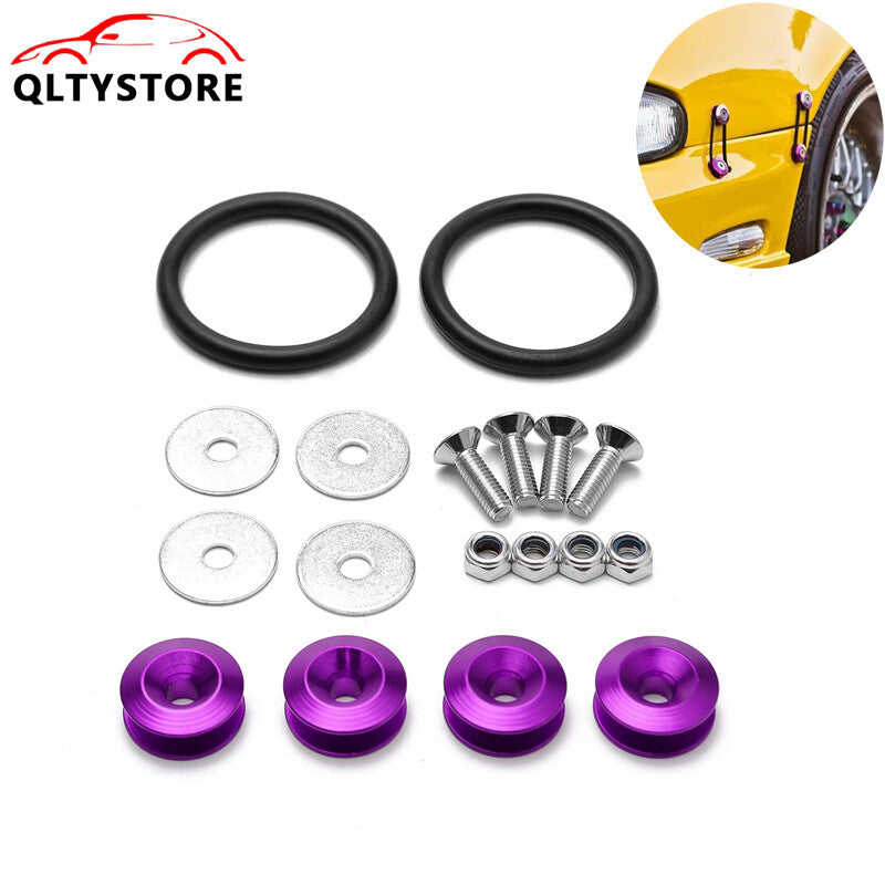Purple Quick Release Fasteners Bumper Trunk Fender Hatch Lids Kit Aluminum