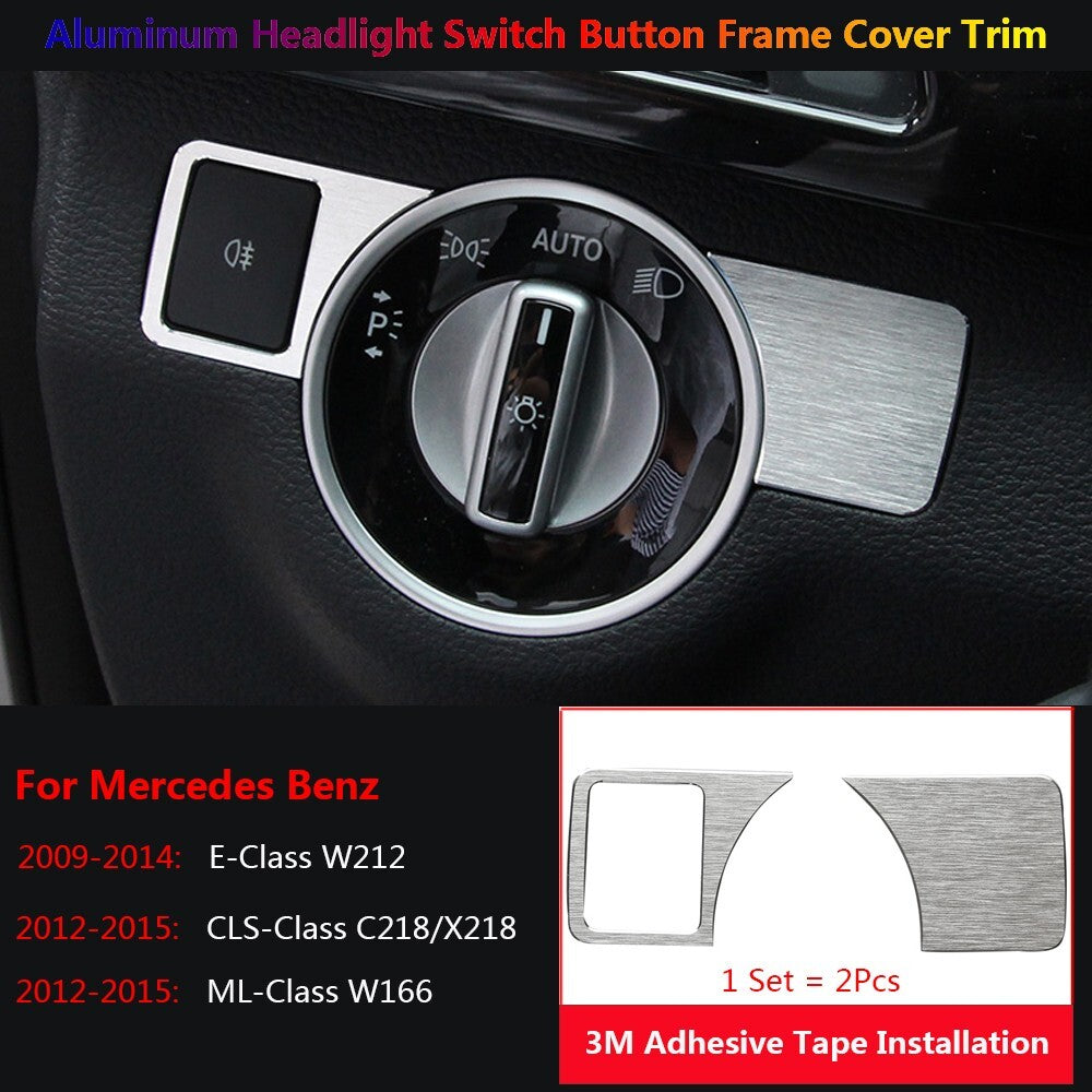 Stainless for Mercedes-Benz C218 W212 W166 Car Headlight Switch Panel Cover Trim